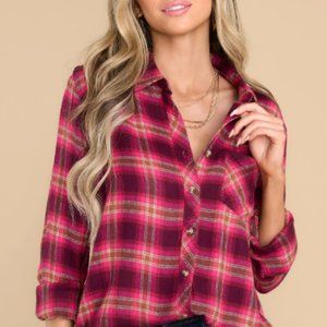 Cabernet Fuchsia Plaid Top NWT